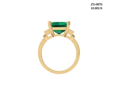 Emerald Art Deco Ring 3D print model 21