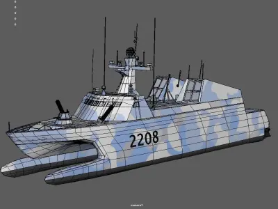 Type 022 missile boat 3D model 3D model