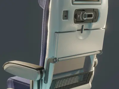 Economy Class Seat  3D WITH TEXTURES Low-poly 3D model