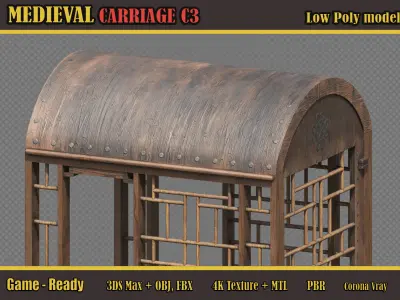 Medieval Carriage C3 Low-poly 3D model