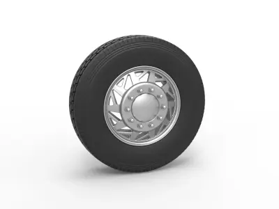Front custom wheel of semi truck Version 14 Scale 1 to 25 3D print model