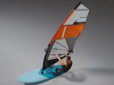 Male Windsurfer Animated HQ 3D model