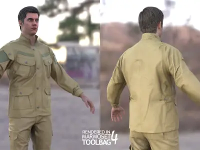 Man - Military Uniform 2 - Modular - Rigged Low-poly 3D model