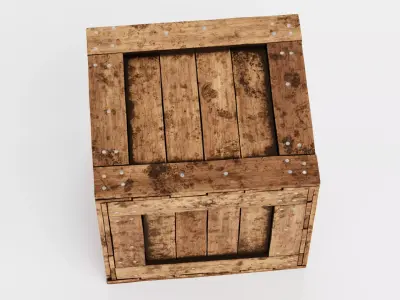 Wooden Crate V9 - Weathered Storage Box 3D model