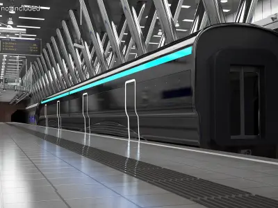 Futuristic Passenger Train on the Rails 3D model