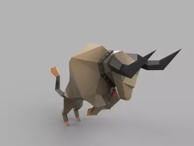 Cartoon Animal buffalo Low-poly 3D model