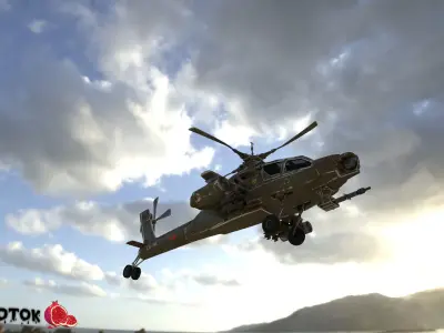 Apache military helicopter flying in sky Free low-poly 3D model
