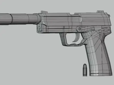 Handgun Fire Low-poly 3D model