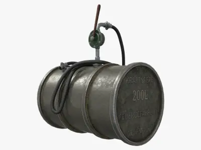 Oil Drum Fuel Stowed Low-poly 3D model