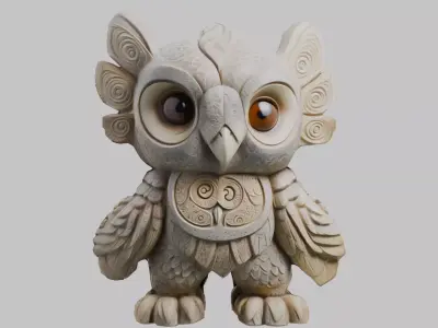 Ancient Owl Idol Low-poly 3D model