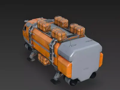 Sci-Fi Heavy Cargo Overland Transport 3d model Low-poly 3D model