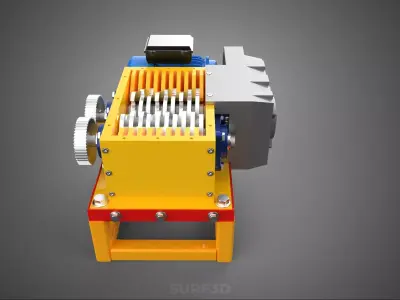 COMPACT 2 SHAFT SHREDDER GRINDER CRUSHER MACHINE ELECTRIC MOTOR 3D model