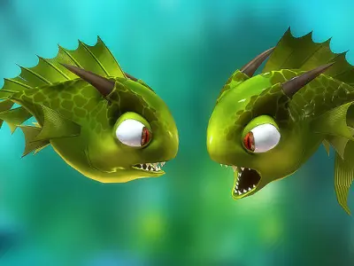 3DRT - Dragon Fish Low-poly 3D model