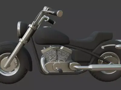 Cartoon Black Motorcycle 3D Model 3D model purchase