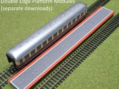 Double Edge Platform with bench 1-87 FDM color 3D print model