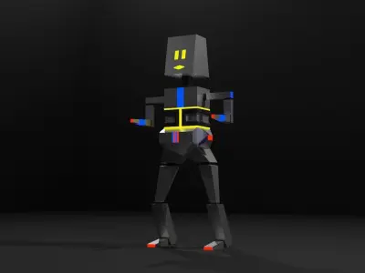 Low poly robot model rigged  Free low-poly 3D model