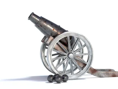 Old Rusty Cannon weaponry 3D model