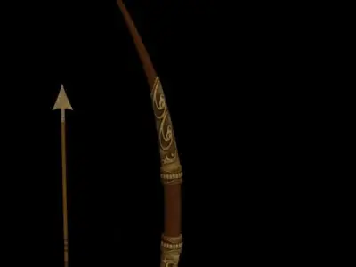 Elven Bow and Arrow Low-poly 3D model