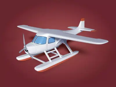 Cartoon Sea Plane - Seaplane Low-poly 3D model