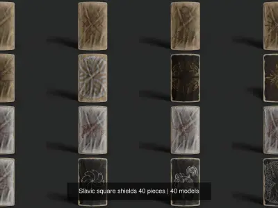 Slavic square shields 40 pieces 3D Model Pack