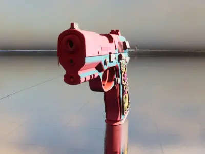 Pink pistol Low-poly 3D model