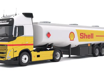 SHELL Volvo fh16 with Fuel Semi Tank Trailer 3D model