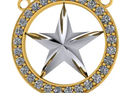FIVE 5 POINT STAR PENDANT NECKLACE CHARM BRACELET  3D print model