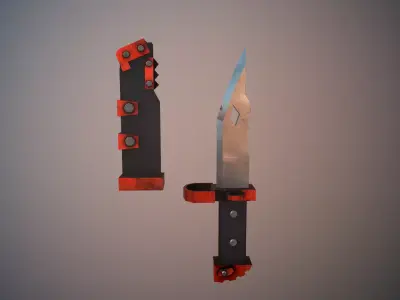 Stylized LowPoly Knife and Case  Free low-poly 3D model