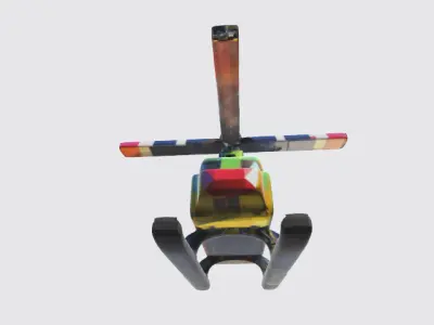  Low-Poly Simple Helicopter with vibrant solid colors Low-poly 3D model