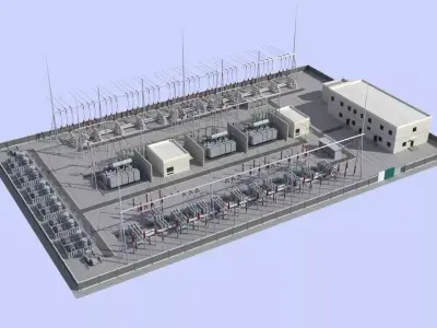 Electrical power substation 3D model
