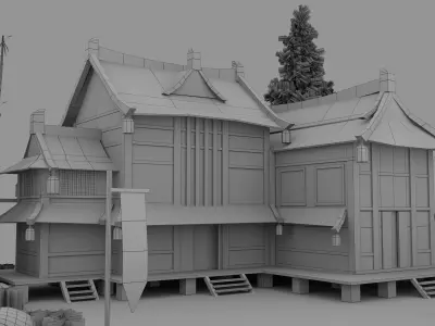 Chinese House Low-poly 3D model