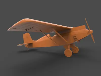 monoplane orange toy airplane 3D print model