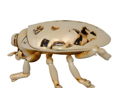 Golden Steampunk Mechanical Beetle Automaton 3D model