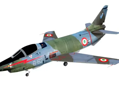 Lowpoly Fiat G91Y Aircraft Low-poly 3D model