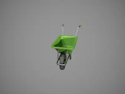 Green Wheelbarrow Low-poly 3D model purchase