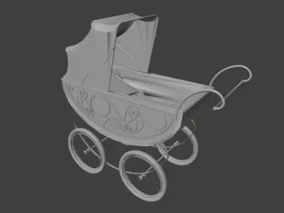 Old Victorian stoller 01 3D model