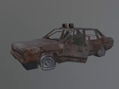 Post Apocalyptic Destroyed Abandoned Car Low-poly 3D model