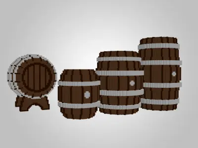 Voxel Wooden Barrels Pack