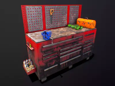 Old Workbench - Game Ready Low-poly 3D model