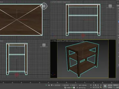 Table end with two shelves Low-poly 3D model