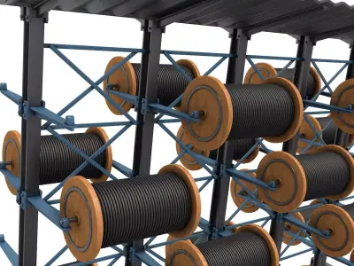Cantilever Supported Roofs cable reel 3D model