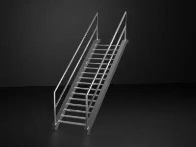 Industrial Staircase Low-poly 3D model