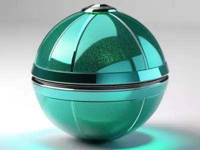 Futuristic Teal Metallic Glitter Orb 3D model