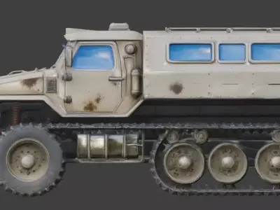 Heavy All-Terrain Half-Track 3D Model Low-poly 3D model
