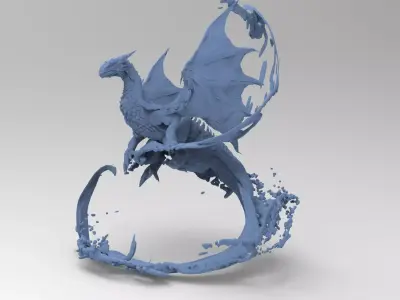 Dragon water splash sculpture 1 3D model