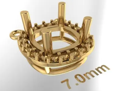 Dainty Diamond Halo Cushion Pendant 7mm 3D print model