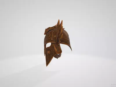Ornate Bronze Helmet 3D model