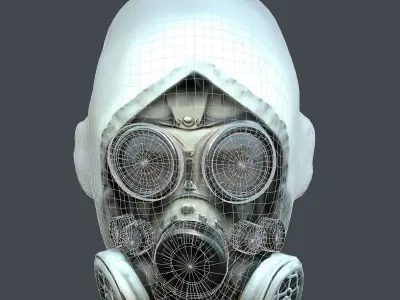 Gas mask helmet 3d model military combat fantasy cyborg Low-poly 3D model get