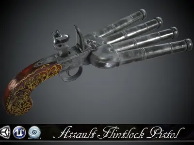 Flintlock Assault Pistol - model and textures Low-poly 3D model