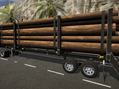 Semi Truck Trailer 04 - Logging trailer Low-poly 3D model